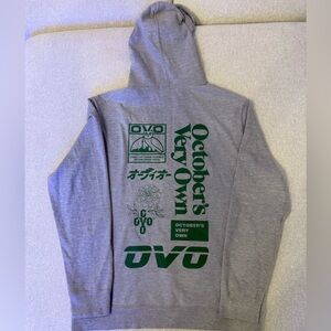 Octobers Very Own - Gray Hoodie with Green OVO Graphics